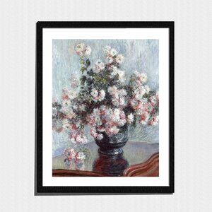 Art Print, Victorian Pink & Blue Flower Bouquet Still-Life